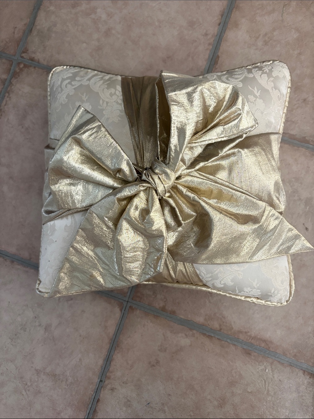 Elegant Gold Bow Decorative Throw Pillow - Home Holiday